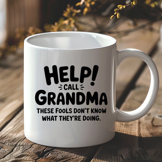 Mug Funny Help Call Grandma Gift Grandmother 