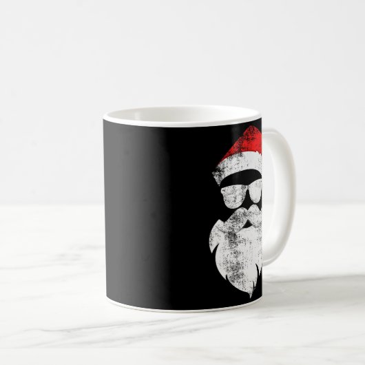 Mug Funny Hipster Santa Face With Hat Beard & Gles (Devant droit)