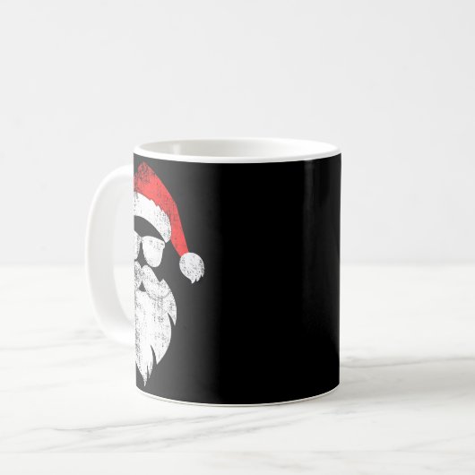 Mug Funny Hipster Santa Face With Hat Beard & Gles (Devant gauche)