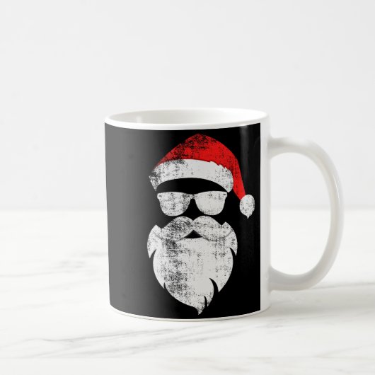 Mug Funny Hipster Santa Face With Hat Beard & Gles (Droite)