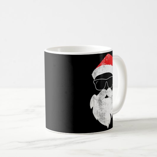 Mug Funny Hipster Santa Face With Hat Beard & Gles (Devant droit)