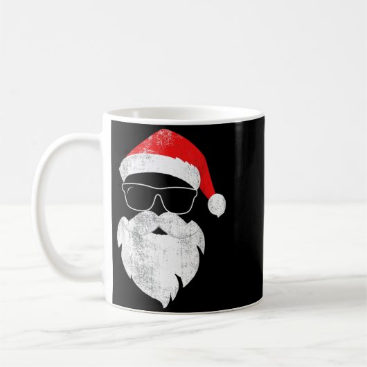 Mug Funny Hipster Santa Face With Hat Beard &amp; Gles (Gauche)
