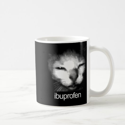 Mug Funny Ibuprofen Cat Meme Retro Ugly Cat Face Mens  (Droite)