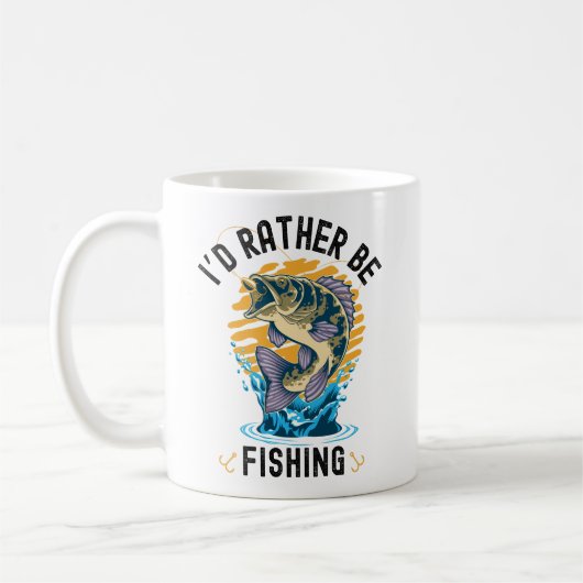 Mug Funny I'd rather be fishing (Gauche)