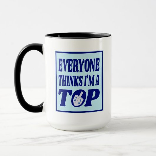 Mug Funny I'm A Top Blue Hanukkah Joke Dreidel (Gauche)