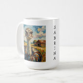 Mug Funny Impasto Ostrich on a Ranch Personalized (Devant gauche)
