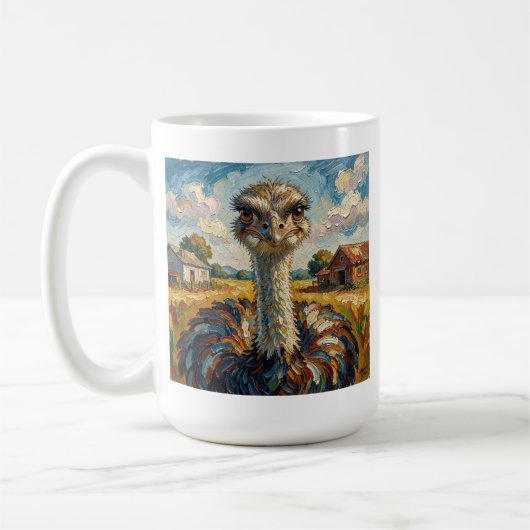 Mug Funny Impasto Ostrich on a Ranch Personalized (Gauche)