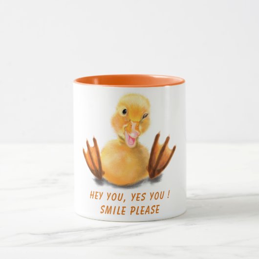 Mug Funny Jaune Canard Jouer Wink Smile - Texte Person (Centre)
