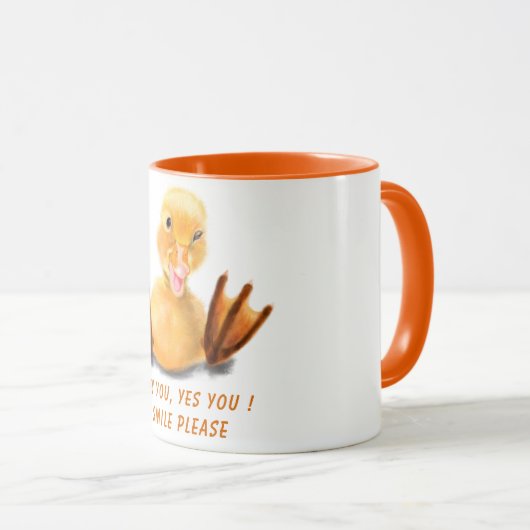 Mug Funny Jaune Canard Jouer Wink Smile - Texte Person (Devant droit)
