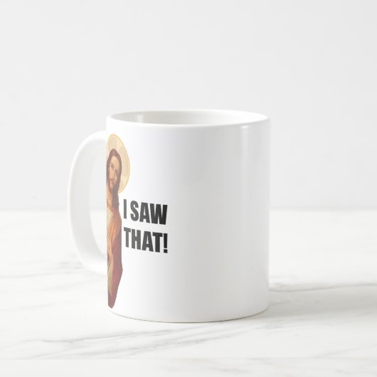 Mug Funny Jesus "I Saw That" Christian meme design (Devant gauche)