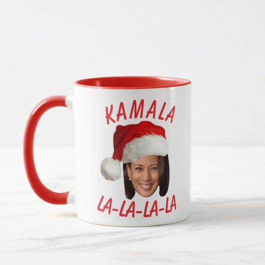 Mug Funny Kamala Harris Face Santa Hat Noël (Gauche)