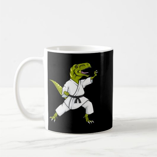 Mug Funny Karatesaurus T-rex Dinosaur Karate Samurai D (Gauche)