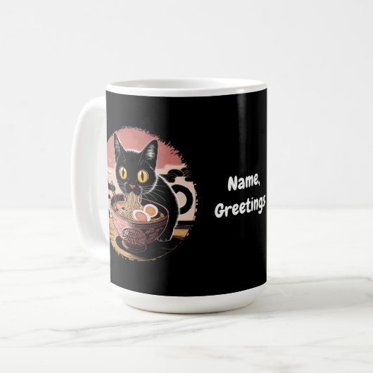 Mug Funny Kawaii Chat Manger Ramen nouilles mignonnes (Devant gauche)
