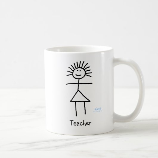 Mug Funny Lady Enseignante Femme Chalk Stick Figure (Droite)