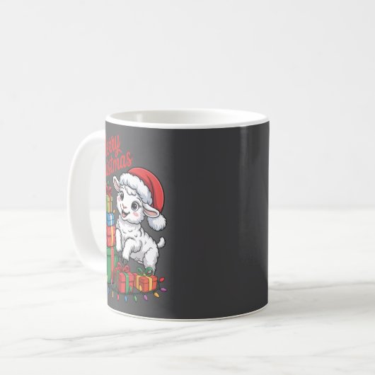 Mug Funny Lamb Santa Hat Animals Lovers Ugly Christmas (Devant gauche)