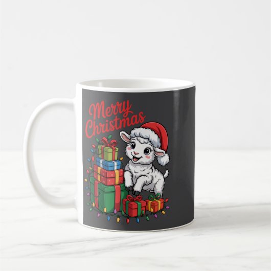 Mug Funny Lamb Santa Hat Animals Lovers Ugly Christmas (Gauche)