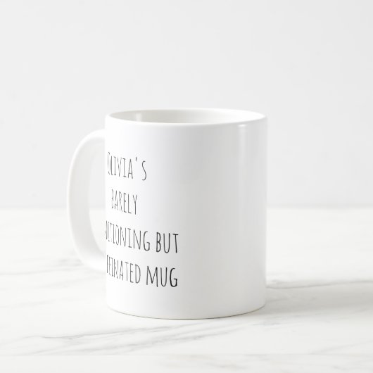 Mug Funny Lazy Caffeine Quote Personalized Name (Devant gauche)
