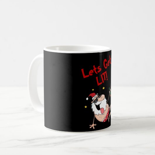 Mug Funny Lets Get LIT Drunk Père Noël Personnalisé No (Devant gauche)