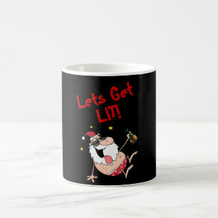 Mug Funny Lets Get LIT Drunk Père Noël Personnalisé No