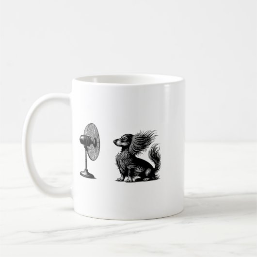 Mug Funny Long Haired Dachshund Dog With Fan Doxie Wie (Gauche)
