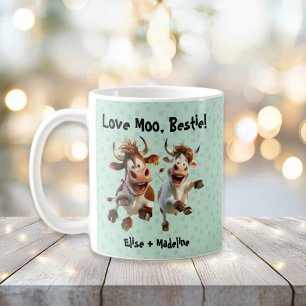 Mug Funny "Love Moo Bestie" Personnalisé Meilleurs Ami