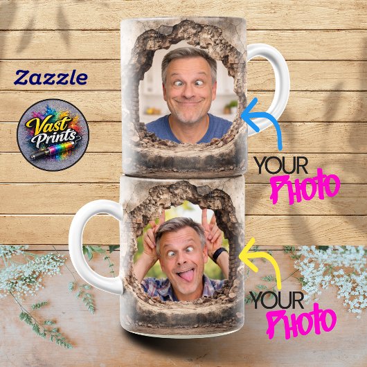 Mug Funny Man Peeking Through Hole Custom Photo
