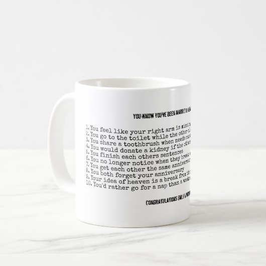 Mug FUNNY Mariage Anniversaire TOUTES LES ANNÉES Perso (Devant gauche)