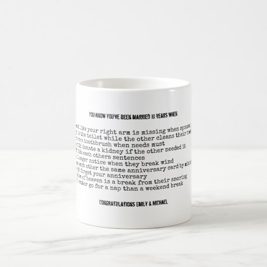 Mug FUNNY Mariage Anniversaire TOUTES LES ANNÉES Perso (Centre)