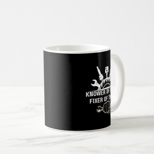 Mug Funny Mechanic Quote Knower Of Stuff Fixer Of Thin (Devant droit)