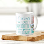 Mug Funny Meema Grandchildren Names & Photo Collage<br><div class="desc">Un cadeau parfait pour une grand-mère qui déteste être appelée grand-mère, cette mignonne et drôle tasse de Meema comporte le dicton "Méema - parce que grand-mère est pour vieilles dames" dans un collage de cinq photos de ses petits-enfants. Personnalisez avec un message personnalisé, les noms des petits-enfants et/ou l'année sur...</div>