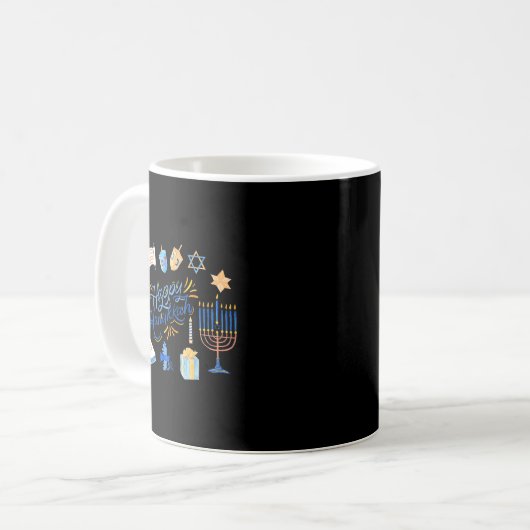 Mug Funny Menorah Hanukkah 2025 Meowzel Chanukah Jewis (Devant gauche)