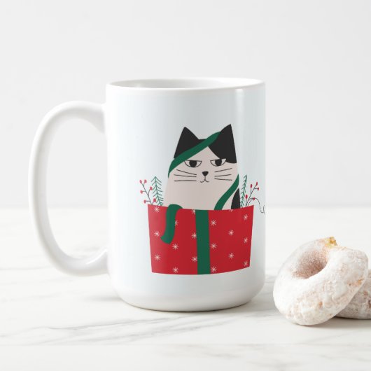 Mug Funny Meowy Noël Chat Wraparound (Avec donut)