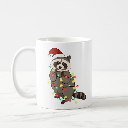 Mug Funny mignon Noël Racoon (Gauche)