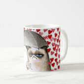 Mug Funny Mignonne Pluie Coeurs Aimer Chat Feline Ador (Devant droit)