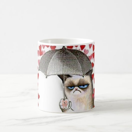 Mug Funny Mignonne Pluie Coeurs Aimer Chat Feline Ador (Centre)