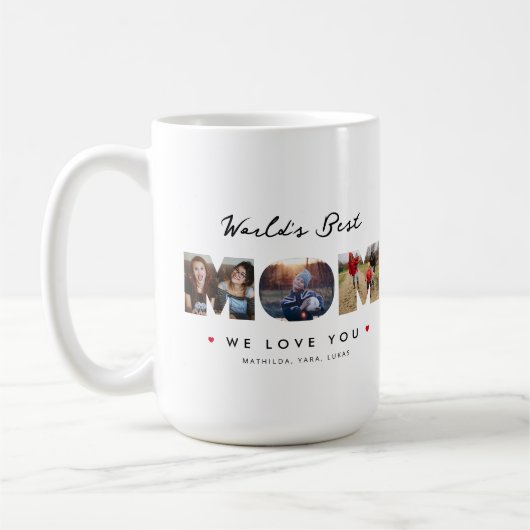 Mug Funny Mother's Day 3 Photo Collage Funy Letter (Gauche)