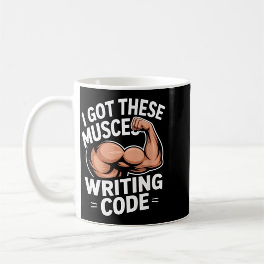 Mug Funny muscles writing code saying programmer Funny (Gauche)