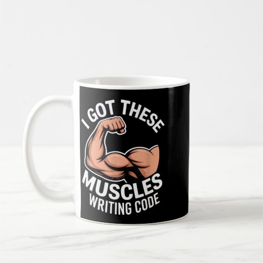 Mug Funny muscles writing code saying programmer Funny (Gauche)