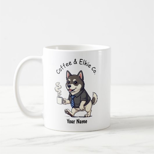Mug Funny Norwegian Elkhound Dog Business Suit Coffee  (Gauche)