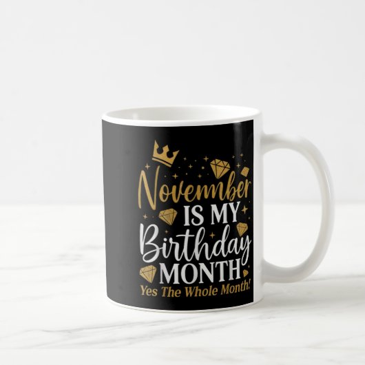 Mug Funny November Is My Birthday Yes The Whole Month (Droite)