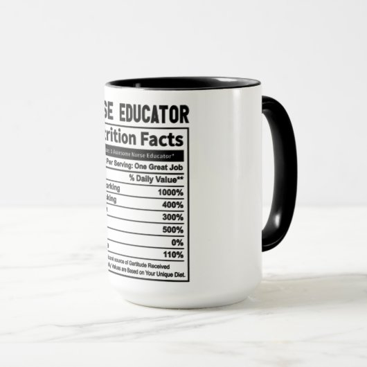 Mug Funny Nurse Educator La valeur nutritive (Devant droit)