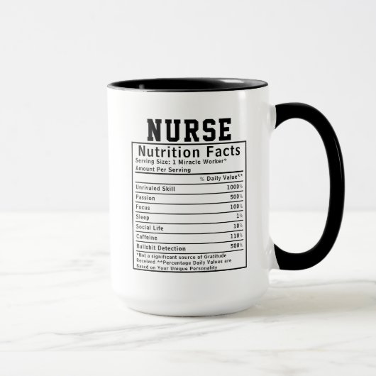 Mug Funny Nurse Nutrition Facts Hospital Staff Gift (Droite)