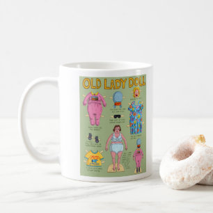Mug FUNNY Over the Hill Old Lady Paper Doll