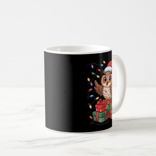 Mug Funny Owl Santa Hat Animals Lovers Ugly Christmas (Devant droit)