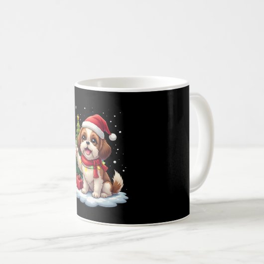 Mug Funny Peace Hand Shih Tzu Christmas Lights Womens (Devant droit)