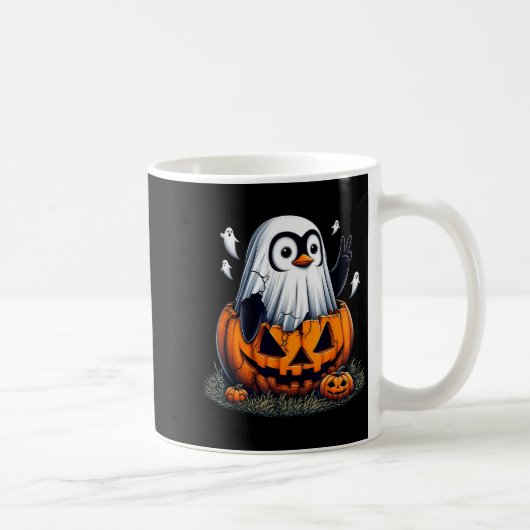 Mug Funny Penguin Boo Halloween Ghost Womens Mens Kids (Droite)