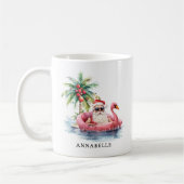 Mug Funny Père Noël Flamant rose Plage tropicale Noël (Gauche)