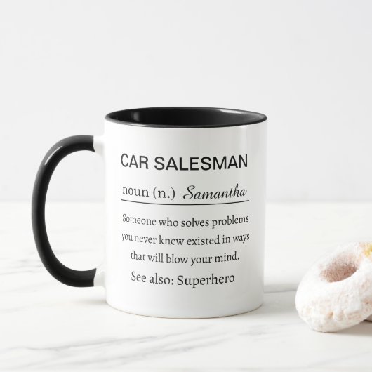 Mug Funny Personalized Car Salesman Definition (Avec donut)