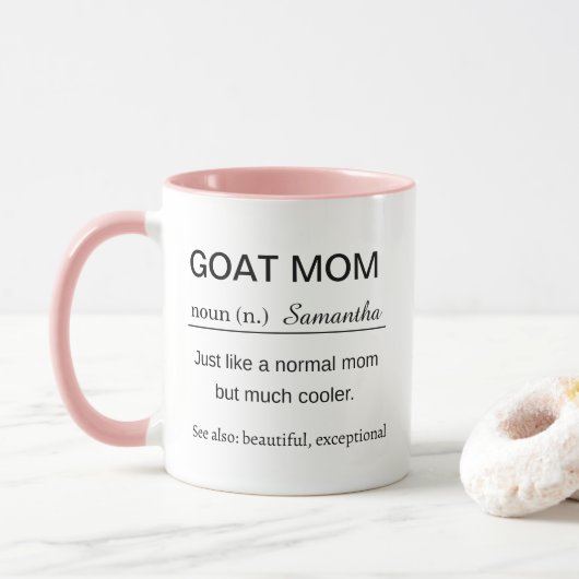 Mug Funny Personalized Goat Mom Definition (Avec donut)