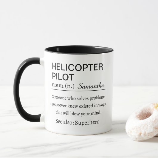Mug Funny Personalized Helicopter Pilot Definition (Avec donut)